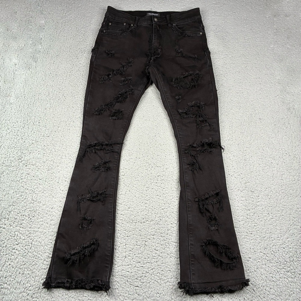 Valabasas Oblivion Jeans Women's 18 Black Distressed Flare Stacked Streetwear